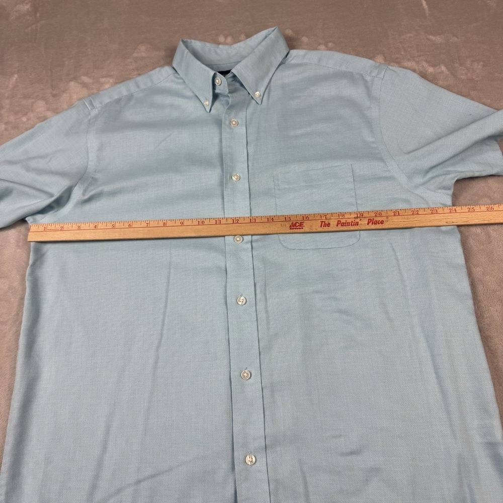 Roundtree & Yorke Travel Smart Shirt Mens Large Aqua Short Sleeve Button Down - Picture 4 of 6